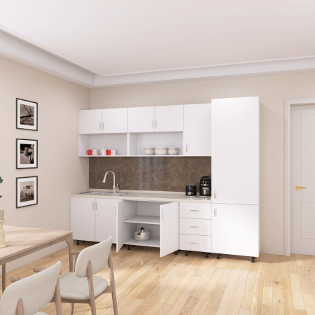 Bucatarie Modulara CORA 260 cm, Material PAL 18mm, Culoare ALB [4]