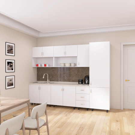 Bucatarie Modulara CORA 260 cm, Material PAL 18mm, Culoare ALB [3]