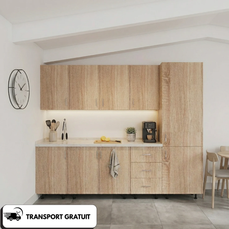 Bucatarii Modulare - Bucătărie modulară Mondo 220 cm Stejar Sonoma cu blat inclus