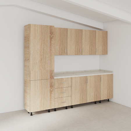 Bucatarie Modulara Mondo 220cm,Picioare Reglabile, Material Pal 18mm, Culoare SONOMA [3]