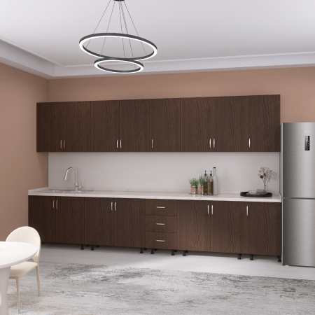 Bucatarie Modulara Mondo 300 cm, Picioare Reglabile, Material Pal 18mm, Culoare WENGE [1]