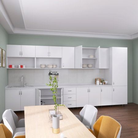 Bucatarii - Bucatarie Modulara Mondo 360cm, Material Pal 18mm, Culoare Alb