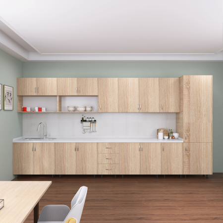 Bucatarii - Bucatarie Modulara Mondo 360cm, Material Pal 18mm, Culoare Stejar Sonoma