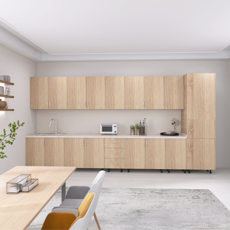 Bucatarie Modulara Mondo 380cm,Picioare Reglabile, Material Pal 18mm, Culoare Stejar Sonoma [1]