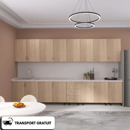 PROMOTII - Bucătărie modulară Mondo DituProd Stejar Sonoma, 300 cm, cu blat inclus