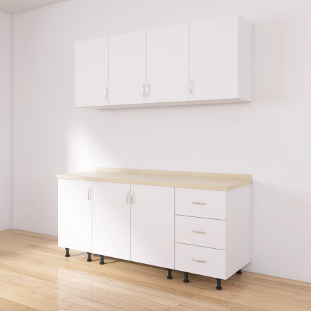 Bucătărie modulară Valencia 140 cm, Culoare Alb, PAL 18 mm, Blat Termorezistent 2,8 cm [2]