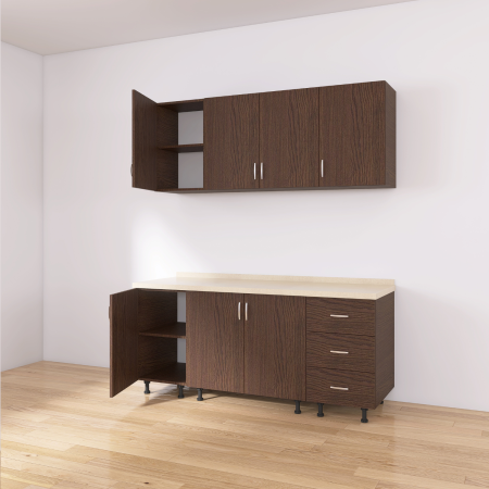 Bucătărie modulară Valencia 140 cm, Culoare WENGE, PAL 18 mm, Blat Termorezistent 2,8 cm [4]