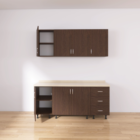 Bucătărie modulară Valencia 140 cm, Culoare WENGE, PAL 18 mm, Blat Termorezistent 2,8 cm [1]