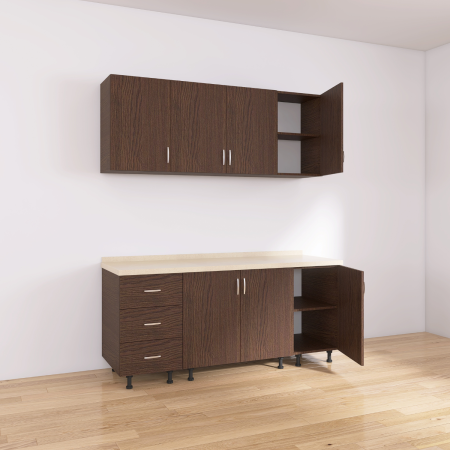 Bucătărie modulară Valencia 140 cm, Culoare WENGE, PAL 18 mm, Blat Termorezistent 2,8 cm [3]