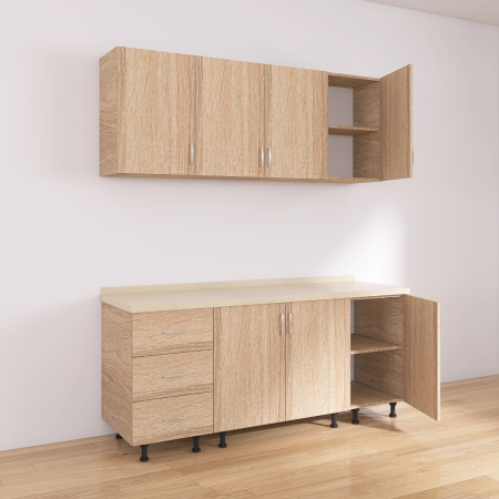Bucătărie modulară Valencia 140 cm, Stejar Sonoma, PAL 18 mm, Blat Termorezistent 2,8 cm [2]