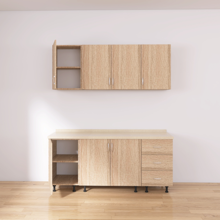 Bucătărie modulară Valencia 140 cm, Stejar Sonoma, PAL 18 mm, Blat Termorezistent 2,8 cm [1]