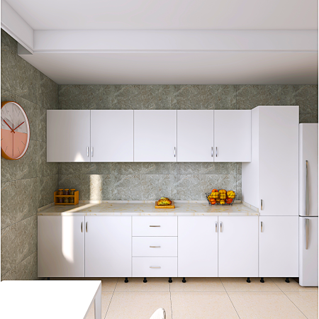 Bucatarii - Bucatarie RIMINI 260 cm, Material PAL 18mm, Culoare Alb, Blat termorezistent 2.8cm