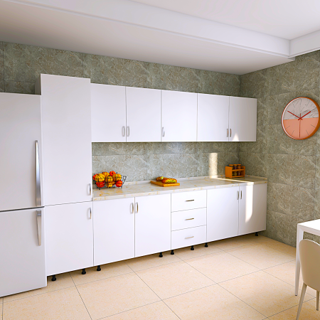 Bucatarie RIMINI 260 cm, Material PAL 18mm, Culoare Alb, Blat termorezistent 2.8cm [2]