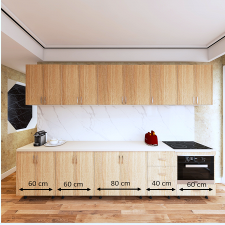 Bucatarie Venus 300 cm, Material PAL 18mm, Culoare Stejar Sonoma, Blat termorezistent 2.8cm [1]