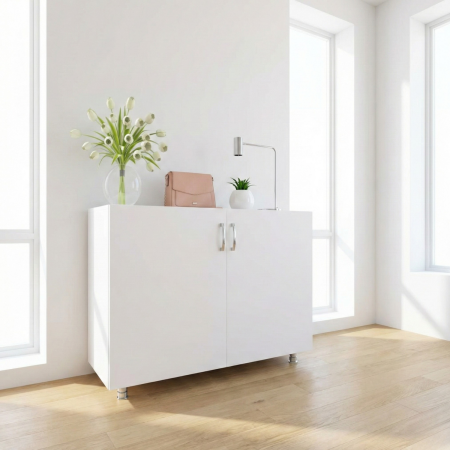 Comode - Comoda Tv ANA, H80 x A50 x L80cm,Picioare Reglabile, Culoare Alb, Pal 18mm