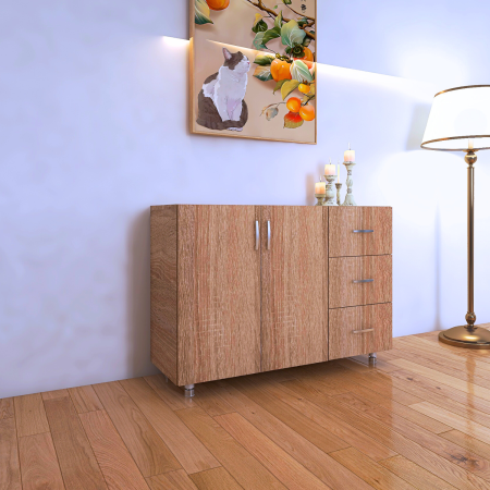 Comoda Tv MARA, H100 x A50 x L120cm, Picioare Reglabile 5 cm, Culoare Sonoma, Pal 18mm [1]