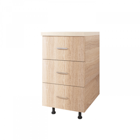 Corp Baza Bucatarie cu 3 sertare, L40cm x H90cm x A50cm, Culoare  Sonoma, Pal 18mm, Blat Termorezistent, [1]