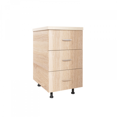Corp Baza Bucatarie cu 3 sertare, L40cm x H90cm x A50cm, Culoare  Sonoma, Pal 18mm, Blat Termorezistent,