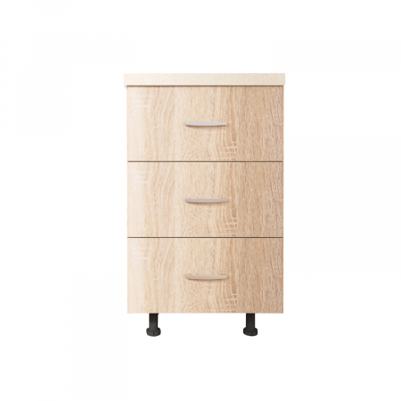 Corp Baza Bucatarie cu 3 sertare, L40cm x H90cm x A50cm, Culoare  Sonoma, Pal 18mm, Blat Termorezistent, [2]