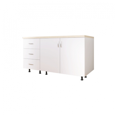 Corp Bucatarie Inferior L120 x A50 x H90cm, Culoare Alb, PAL 18mm, Blat termorezistent 2,8 cm [3]