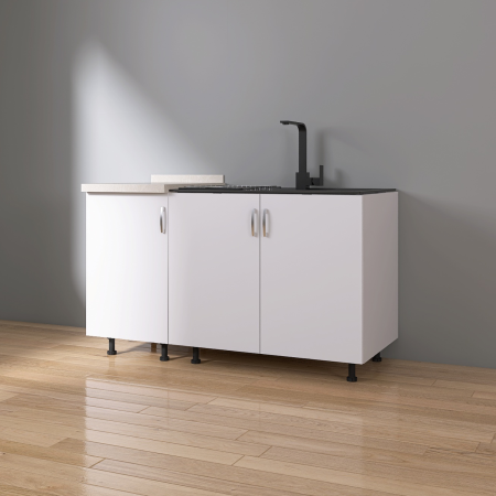 Corp Inferior Bucatarie cu 3 usi  120x50x90 cm, Culoare Alb, Pal 18mm, Blat Termorezistent 2.8 cm [2]