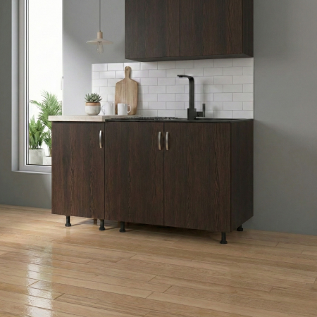 Corp Inferior Bucatarie cu 3 usi  120x50x90 cm, Culoare WENGE , Pal 18mm, Blat Termorezistent 2.8 cm [1]