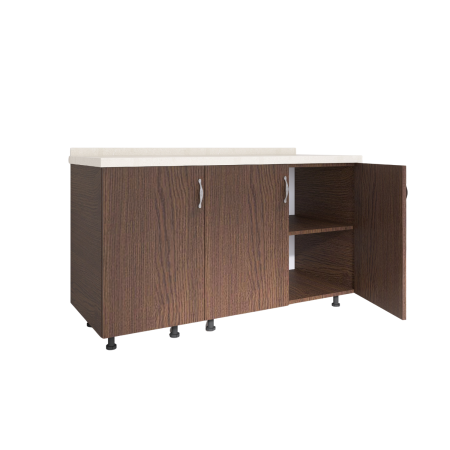 Corpuri Inferioare - Corp Inferior Bucatarie cu 3 usi L100xA50xH90 cm, Culoare WENGE, Pal 18mm, Blat Termorezistent 2.8 cm