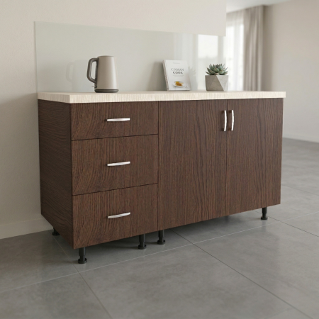 Corp Inferior Bucatarie L120xA50xH90 cm, Culoare WENGE, Pal 18mm, Blat Termorezistent 2.8 cm [0]