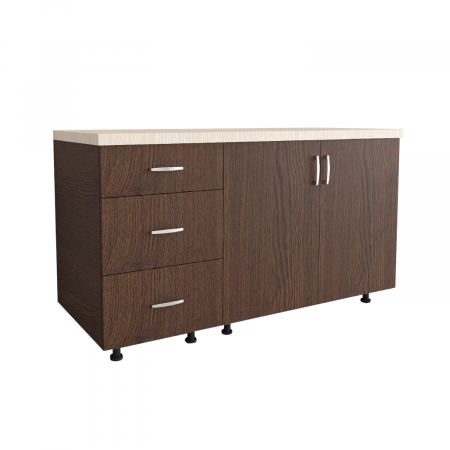 Bucatarii Modulare - Corp Inferior Bucatarie L120xA50xH90 cm, Culoare WENGE, Pal 18mm, Blat Termorezistent 2.8 cm
