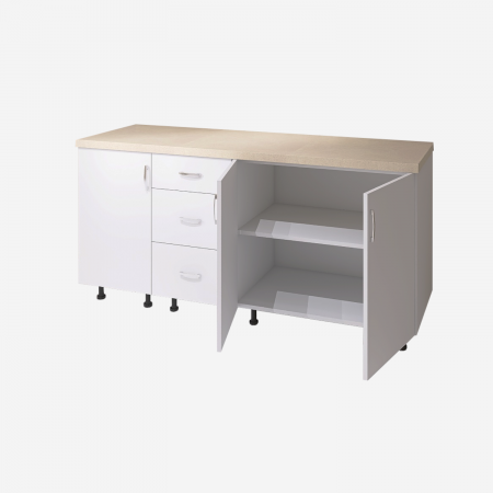 Corp Inferior Bucatarie L160xA50xH90 cm, Culoare ALB, Pal 18mm, Blat Termorezistent 2.8 cm [1]