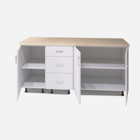Corp Inferior Bucatarie L160xA50xH90 cm, Culoare ALB, Pal 18mm, Blat Termorezistent 2.8 cm [2]