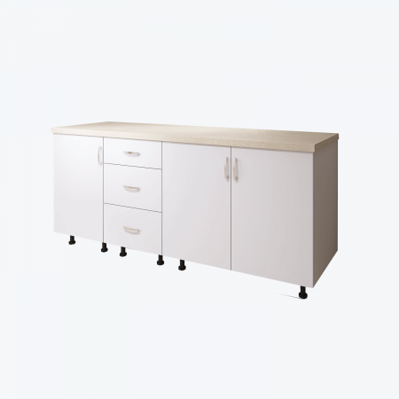 Corp Inferior Bucatarie L160xA50xH90 cm, Culoare ALB, Pal 18mm, Blat Termorezistent 2.8 cm [3]