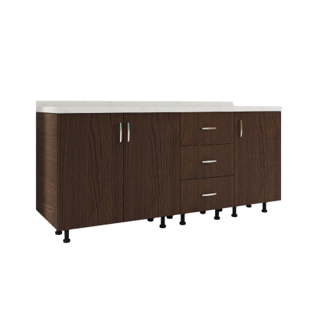 Corpuri Inferioare - Corp Inferior Bucatarie L160xA50xH90 cm, Culoare Wenge, Pal 18mm, Blat Termorezistent 2.8 cm