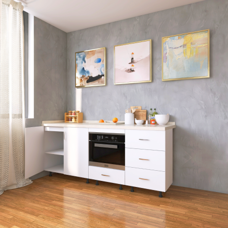 Corp Inferior Bucatarie  L180 x H90 x A50 cm, Culoare Alb, Pal 18mm, Blat Termorezistent 2,8 cm Grosime [2]