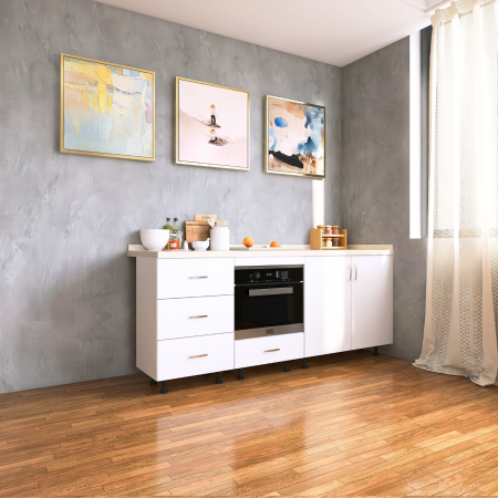 Corp Inferior Bucatarie  L180 x H90 x A50 cm, Culoare Alb, Pal 18mm, Blat Termorezistent 2,8 cm Grosime [3]