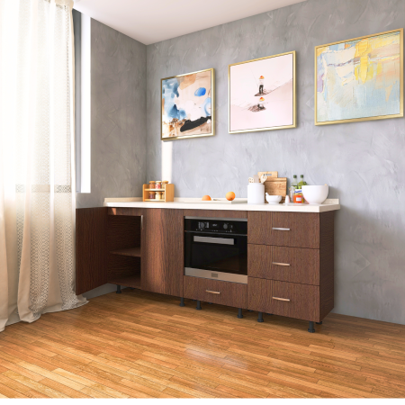 Corp Inferior Bucatarie  L180 x H90 x A50 cm, Culoare Wenge, Pal 18mm, Blat Termorezistent 2,8 cm Grosime [2]