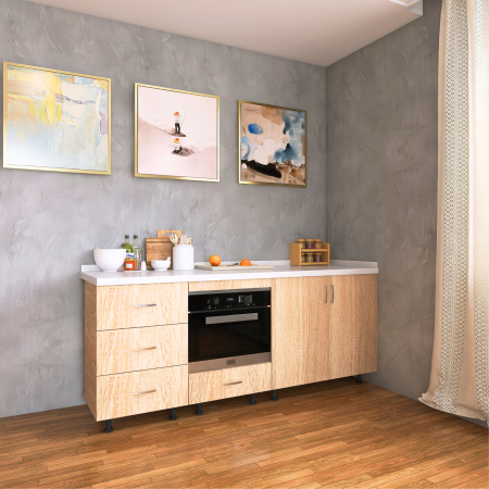 Corp Inferior Bucatarie  L180 x H90 x A50 cm, Stejar Sonoma, Pal 18mm, Blat Termorezistent 2,8 cm Grosime [3]