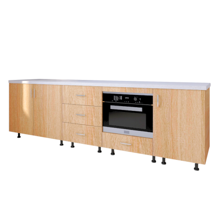 Corp Inferior Bucatarie  L200 x H90 x A50 cm, Stejar Sonoma, Pal 18mm, Blat Termorezistent 2,8 cm Grosime [2]