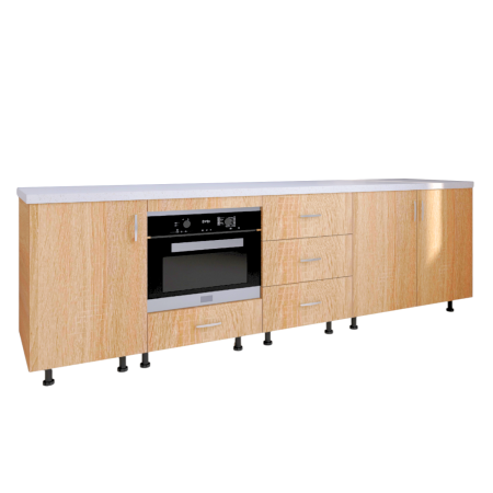 Corp Inferior Bucatarie  L200 x H90 x A50 cm, Stejar Sonoma, Pal 18mm, Blat Termorezistent 2,8 cm Grosime [3]