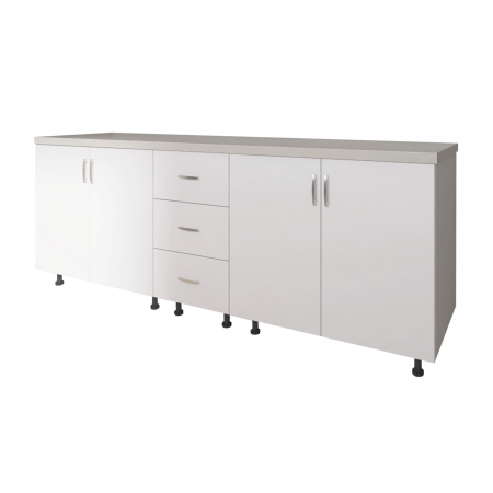 Corp Inferior Bucatarie L200xA50xH90 cm, Culoare ALB, Pal 18mm, Blat Termorezistent 2.8 cm [4]