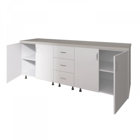 Corp Inferior Bucatarie L200xA50xH90 cm, Culoare ALB, Pal 18mm, Blat Termorezistent 2.8 cm [1]