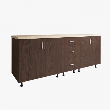 Bucatarii Modulare - Corp Inferior Bucatarie L200xA50xH90 cm, Culoare WENGE, Pal 18mm, Blat Termorezistent 2.8 cm