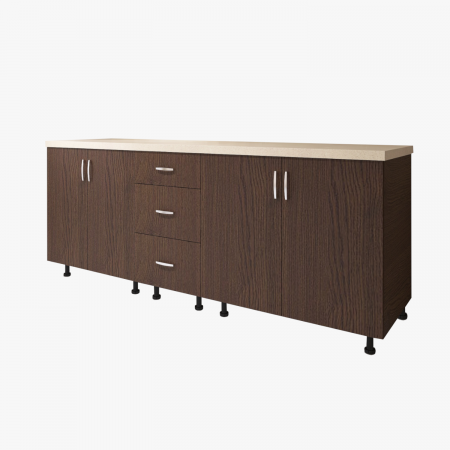 Corp Inferior Bucatarie L200xA50xH90 cm, Culoare WENGE, Pal 18mm, Blat Termorezistent 2.8 cm [3]