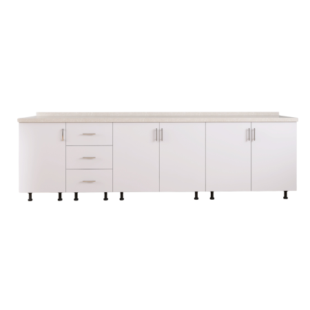 Corp Inferior Bucatarie L220 x A50 x H90 cm, Culoare Alb, Pal 18mm, Blat Termorezistent 2.8 cm [3]