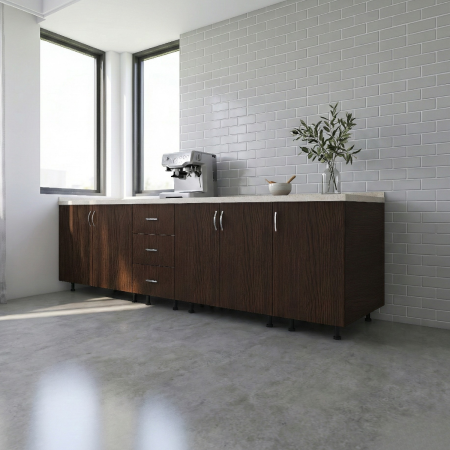 Corp Inferior Bucatarie L240 x A50 x H90 cm, Culoare Wenge, Pal 18mm, Blat Termorezistent 2.8 cm [1]