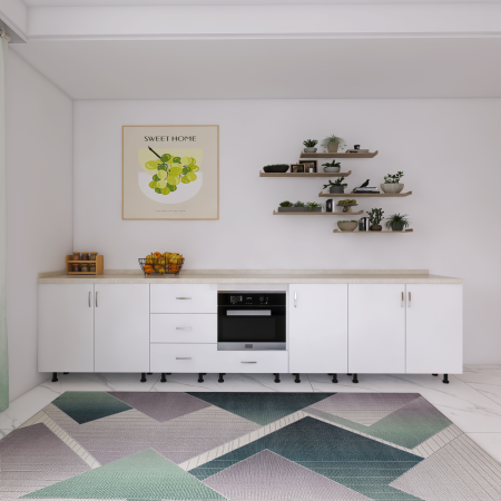 Corp Inferior Bucatarie L300 x A50 x H90 cm, Culoare ALB, Pal 18mm, Blat Termorezistent 2.8 cm [1]