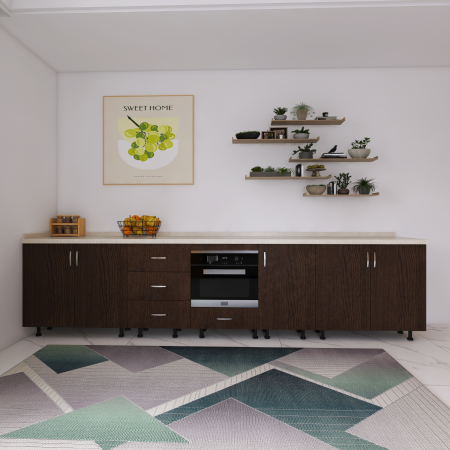 Corp Inferior Bucatarie L300 x A50 x H90 cm, Culoare WENGE, Pal 18mm, Blat Termorezistent 2.8 cm [3]