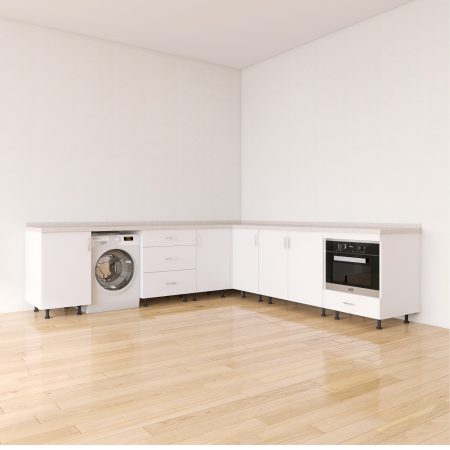 Corp inferior de colț DITC705, Alb, 240 × 240 cm, PAL 18 mm, blat inclus [2]