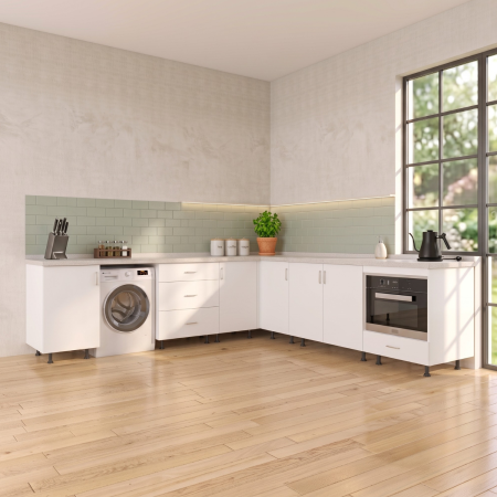 Corpuri Inferioare - Corp inferior de colț DITC705, Alb, 240 × 240 cm, PAL 18 mm, blat inclus
