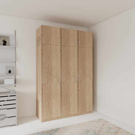 Dulap 3 usi GRANDE cu Suprapozabil, H240xA50xL120cm,Culoare Alb, Material Pal 18mm [4]